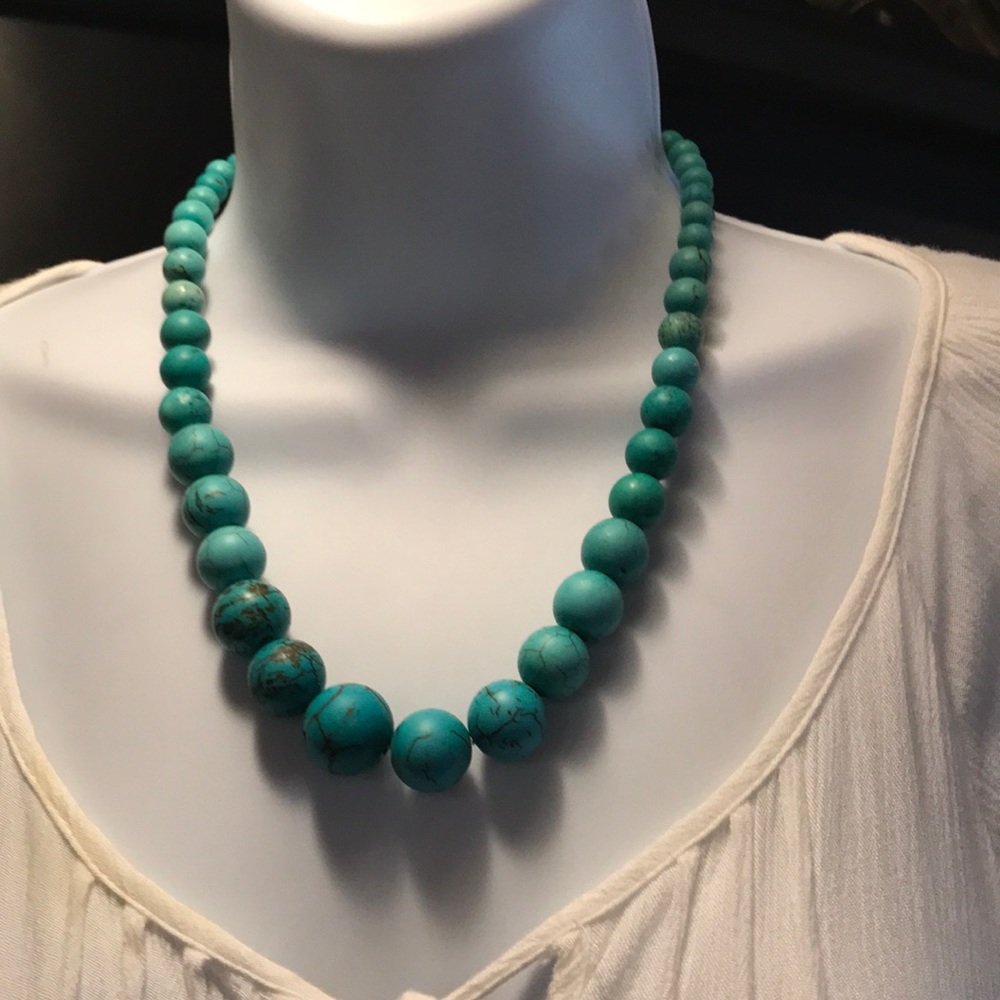 Real Turquoise Beads with Copper Veining.